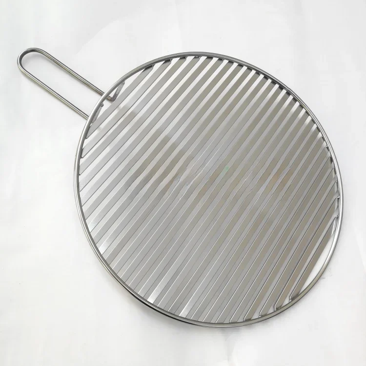 Thiened Stainl Steel BBQ ill Pan round Korean Sle Commercial Barbecue id Iron for Home Charcoal Oven Oil Drip Proof