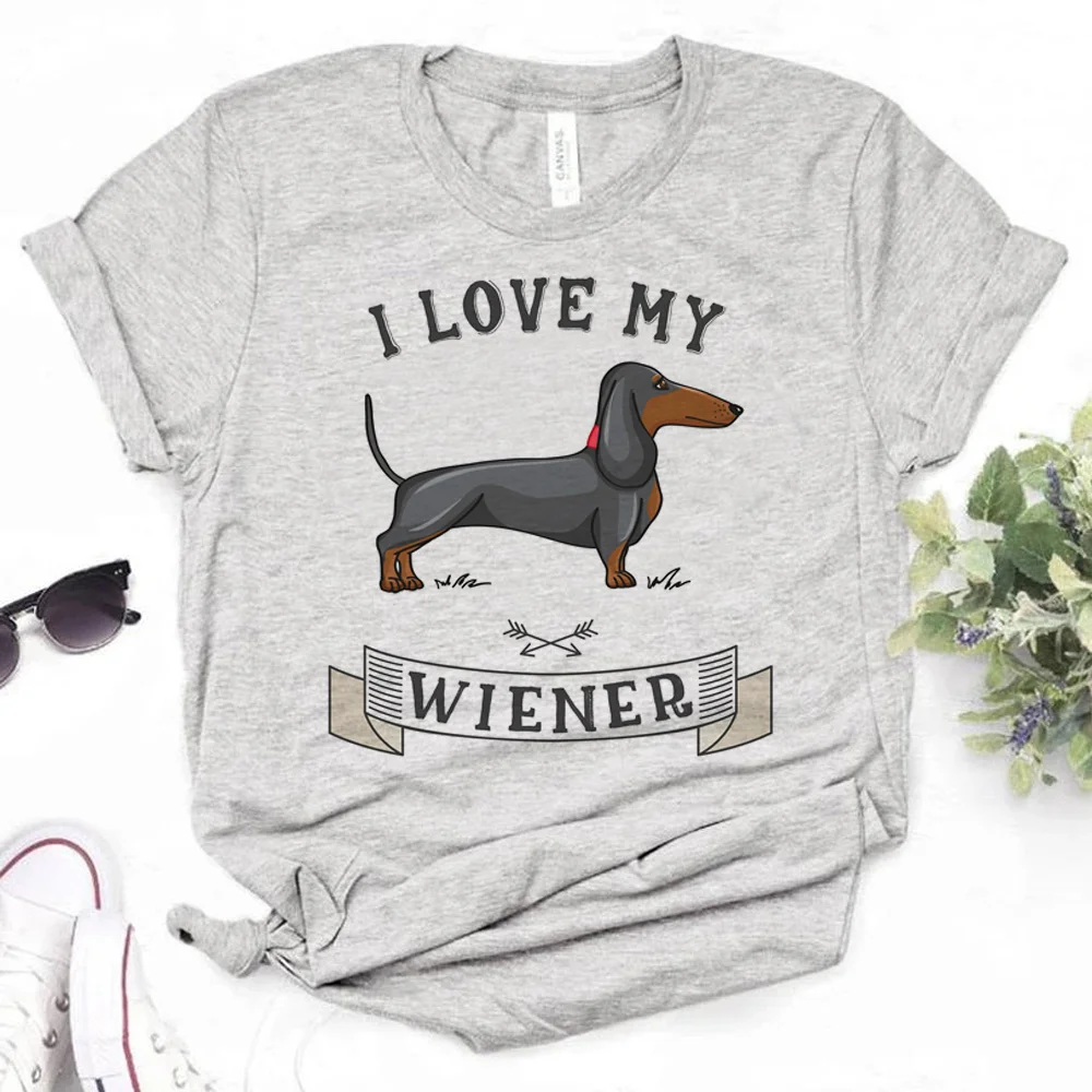 Dachshund t shirt women summer comic Y2K top girl comic clothes