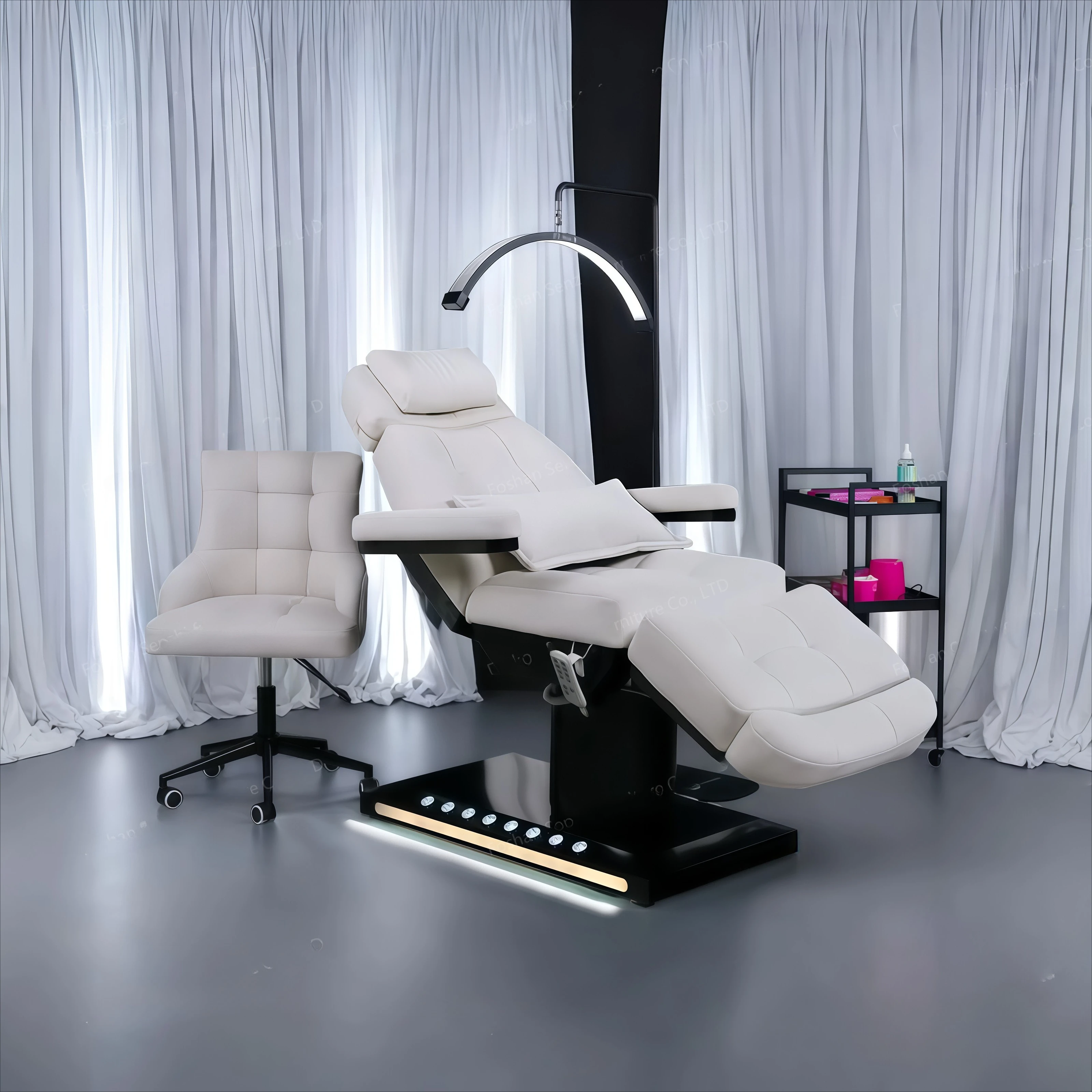 User-friendly Lightweight Deluxe Electric Medical Bed, 3 Motor Adjustable Facial Care & Massage Bed with Light