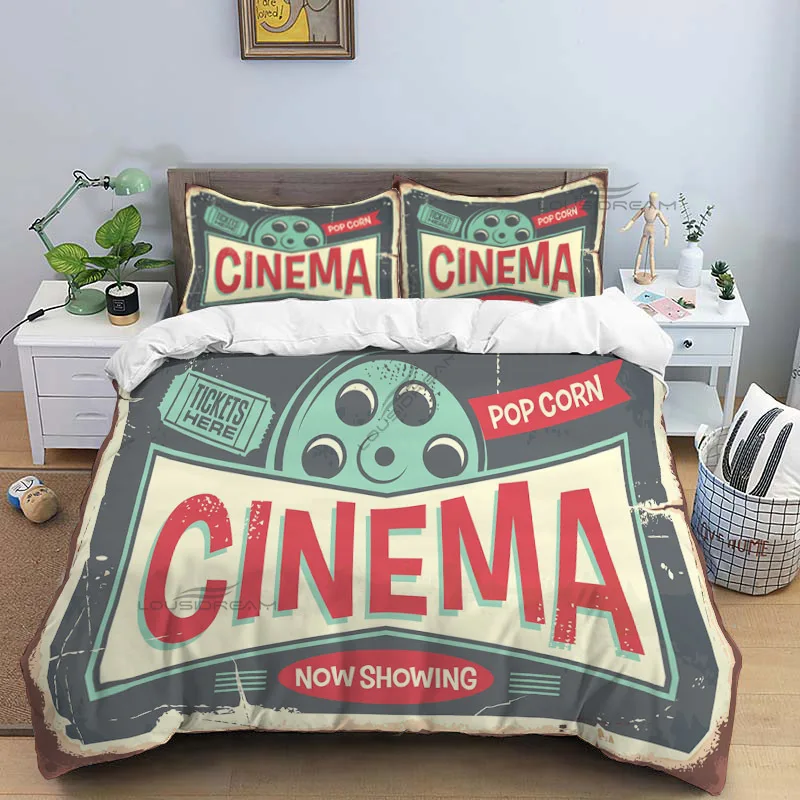 Movie Film Clap Board Patterns Comforter Bedding Set,Duvet Cover Bed Set Quilt Cover Pillowcase,King Queen Size Bedding Set