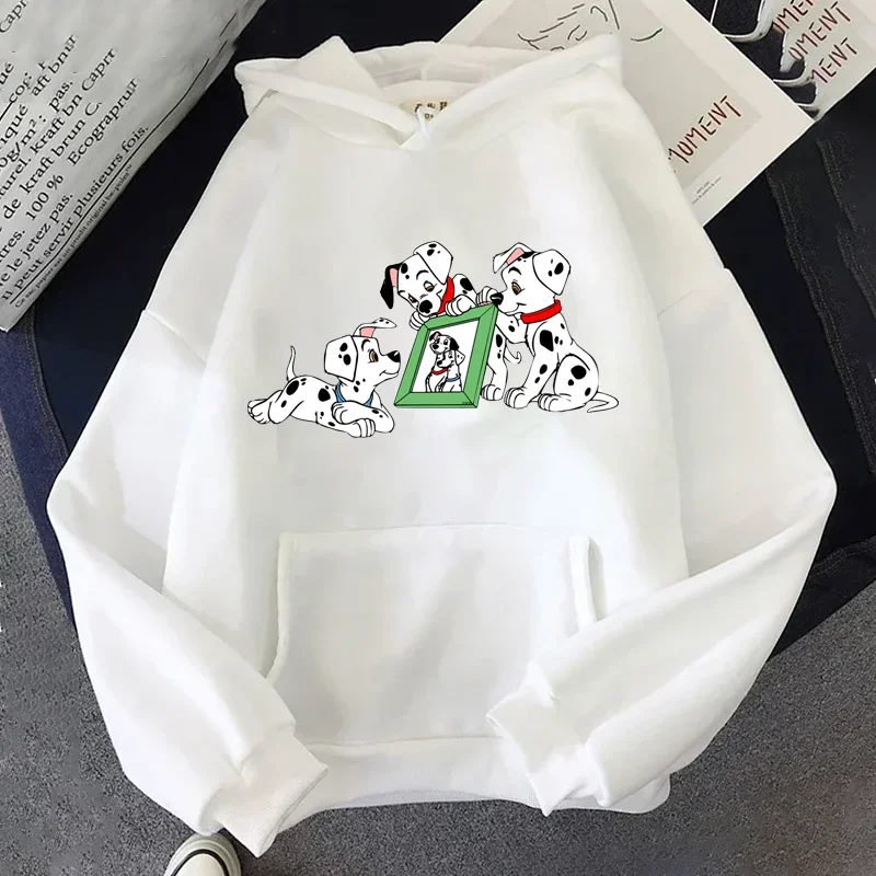 Harajuku Hoodies Kawaii Disney Cartoon 101 Dalmatians Print Women Hoodie Casual Pullovers Fashion Unisex O-neck Sweatshirt Tops