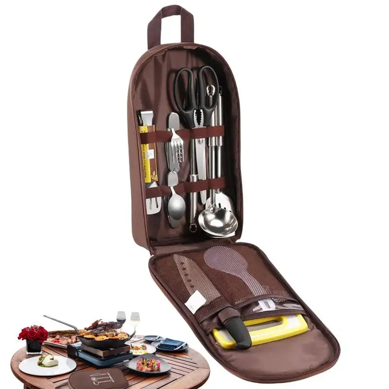 

Органайзер для кухонных принадлежностей, сумка-контейнер для посуды, портативный чехол для пикника, барбекю, посуды, сумка для хранения уличной посуды для кемпинга