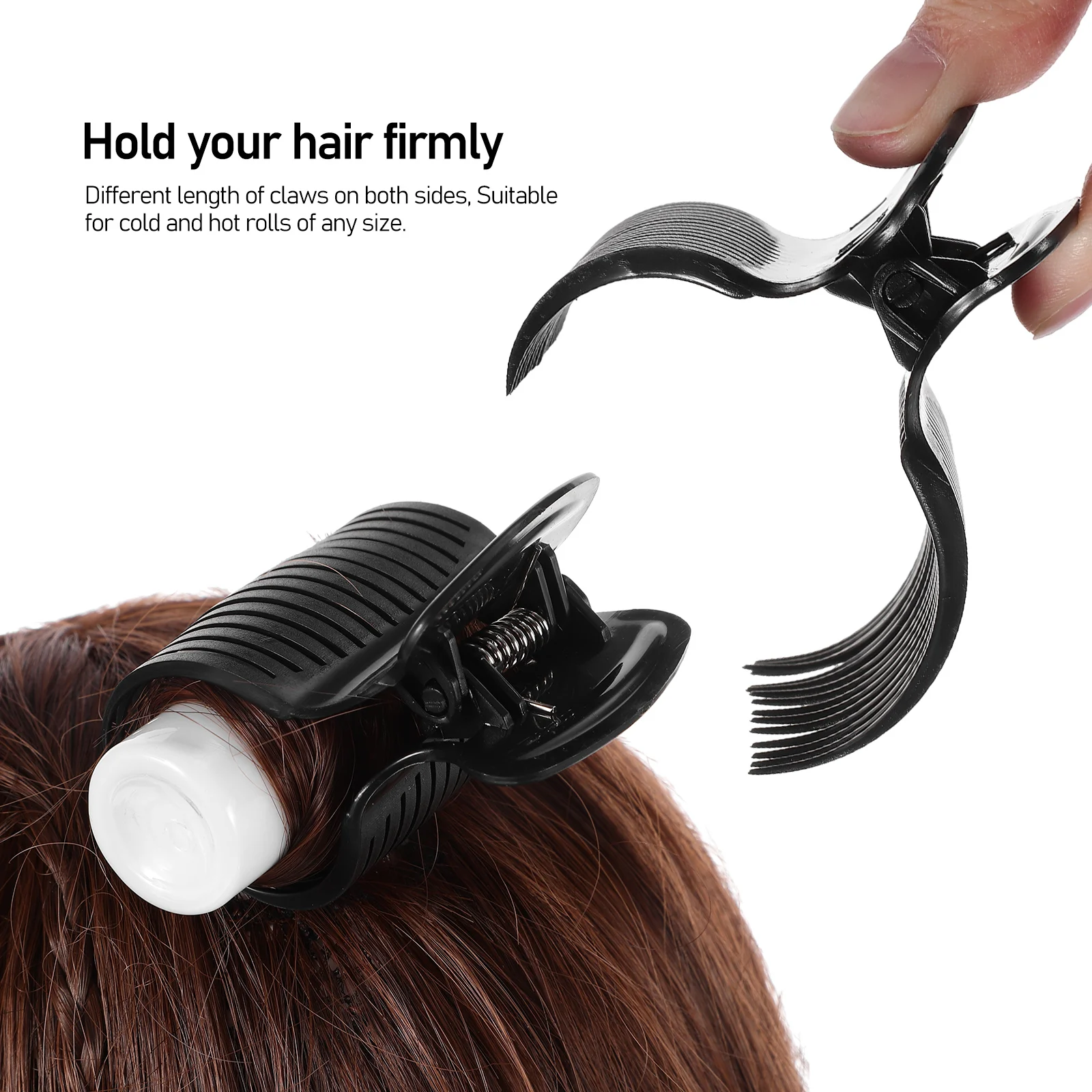 

12 pcs Claw Clips Hair Curler Volumizing Tools Black6 White6 Large Small Hot Roller Clamps Compatible Most Curlers