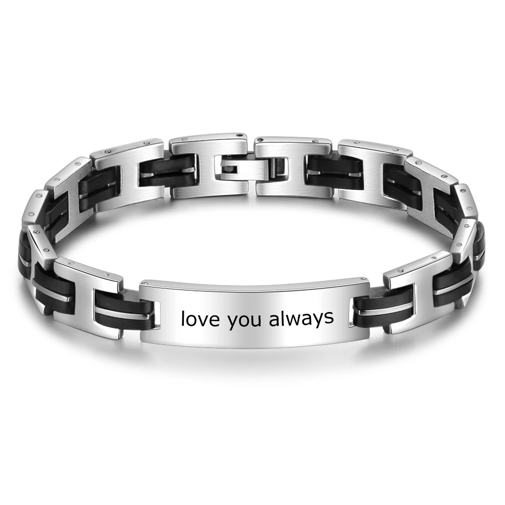 Fashion Stainless Steel Men Bracelets & Bangles Punk 210mm Length Black Men Bracelets New Dad Gift