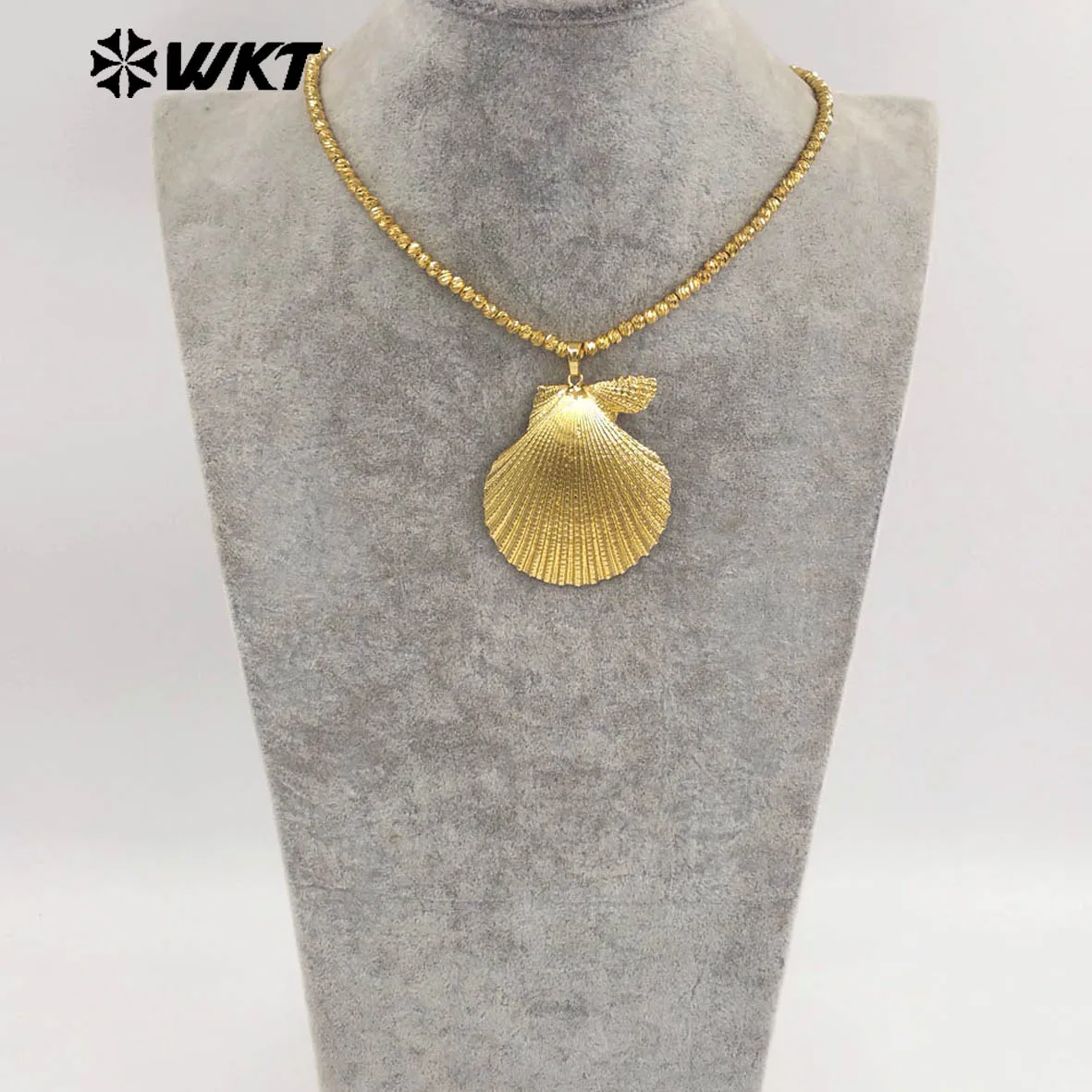 WT-JN343 Lovely Classic Scallop Shell 18inch Popular Shape Necklace With 18k Real Gold Plated  For Girls Aesthetic Jewelry Gift