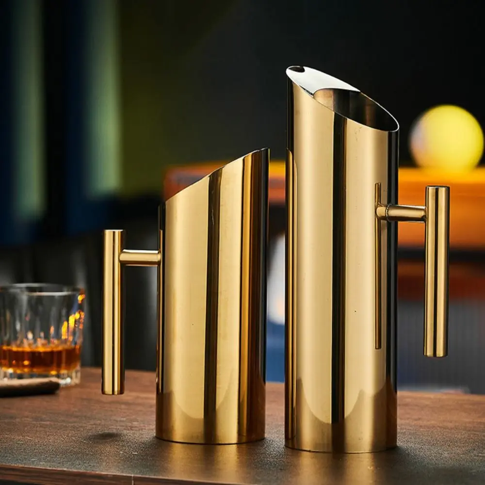 Water Pot 1/1.5/2L Stainless Steel Water Jug Straight Large Capacity Cold Kettle Silver/gold Splash Proof Pitcher KTV