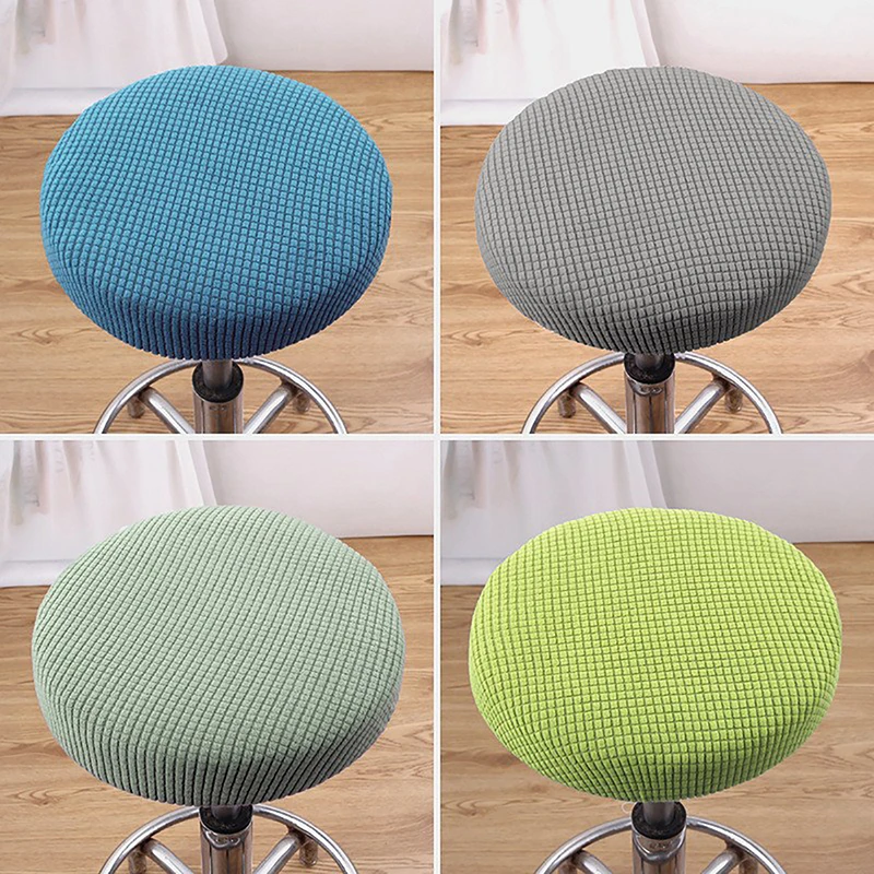 Bar Stool Cover Polar Fleece Round Chair Cover Removable Stool Slipcover Solid Seat Cushion Protector Washable Bar Stool