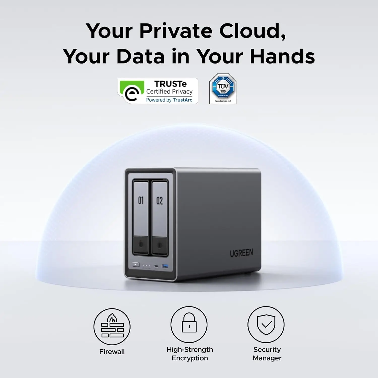 UGREEN NASync DXP2800 2 Bay Desktop NAS N100 رباعي النواة شبكة وحدة المعالجة المركزية المرفقة التخزين (بدون أقراص) 4K HDMI 8GB DDR5 RAM