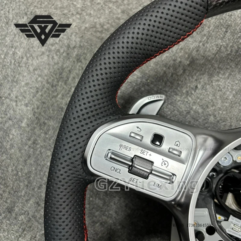 For Mercedes-Benz 809AMG Carbon Fiber Red Stitching Round Model Assembly With Paddle Steering Wheel