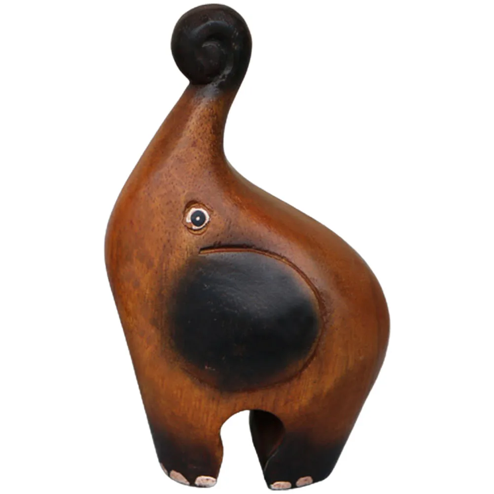 

Wooden Elephant Figurine Home Decoration Animal Statue Desktop Mini Sculpture Garden Decor Safe Material NonCrack Sunlight
