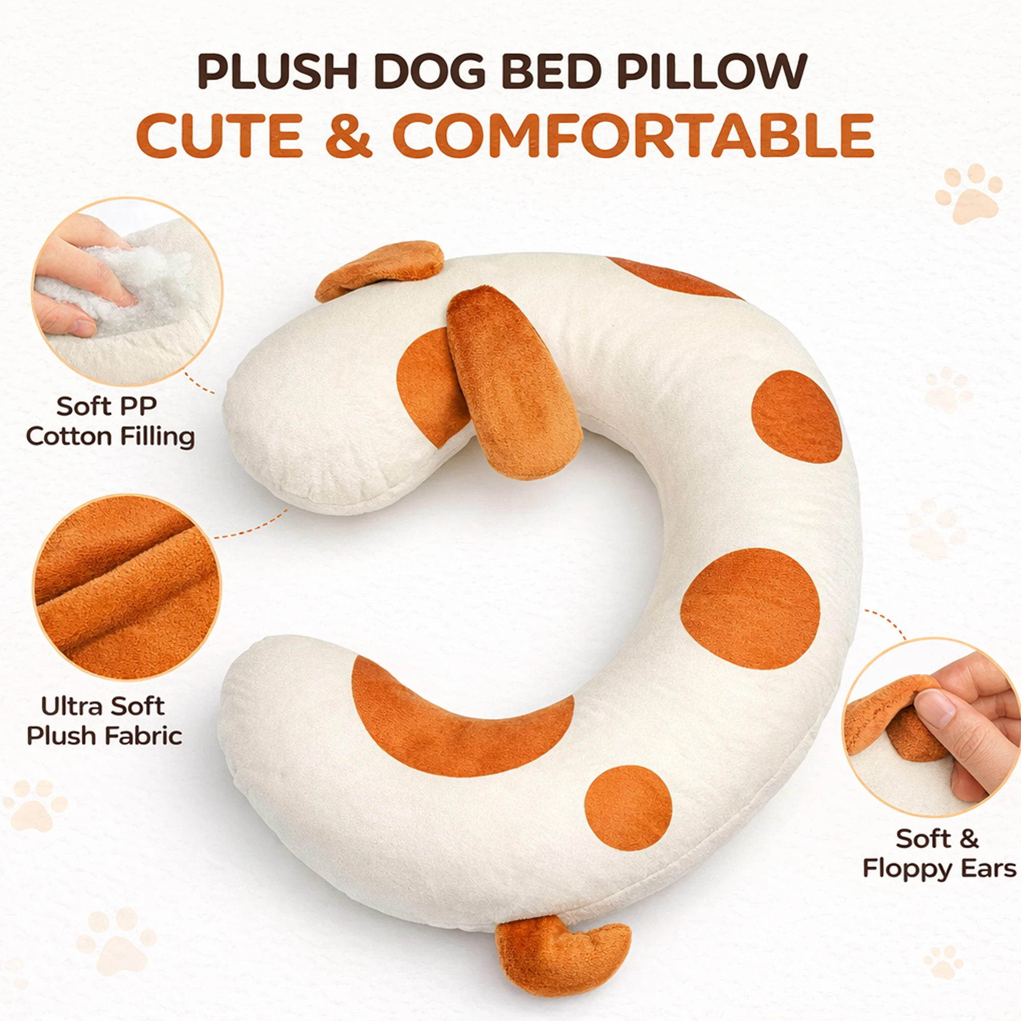 2027 Dog Bed Pillow Soft Breathable Fabric Protects Spine Suitable Small Medium Sized Dogs Keeps Warm During Sleep