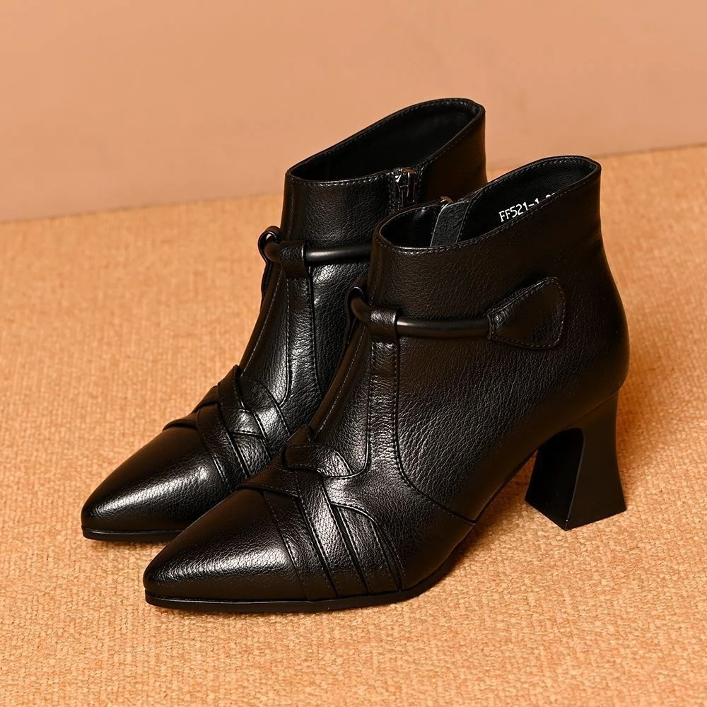 Chic Pointed Toe Ankle Boots Women 2026 Fall Winter Lightweight Loose Fit Short Boot Versatile Trendy Casual Footwear