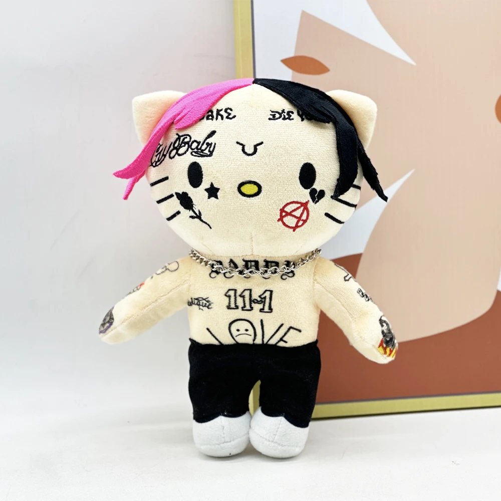 26cm Lil Peep Rapper Figure Cosplay Hello Kitty Plush Doll Stuffed Toy Fans Collect Gifts
