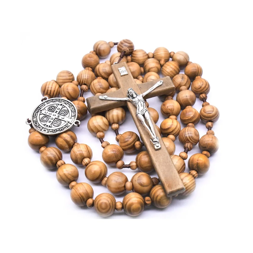 Rosary Beads JESUS Coin Cross Pendant Car Ornament Catholic Religious Jewelry Holy Rosaries Wall  Necklaces