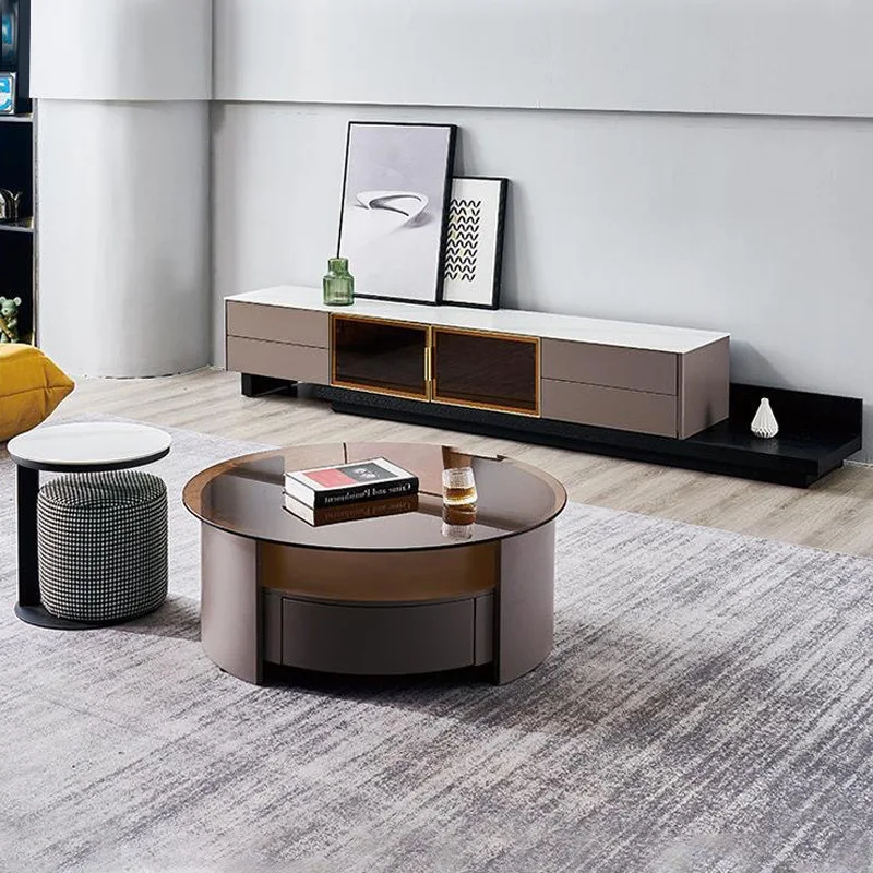 الشمال لوحة الصخور طاولات القهوة الحديثة الحد الأدنى غرفة المعيشة خشب متين مجموعة طاولة القهوة مصمم تخزين أثاث المنزل FYCT #1