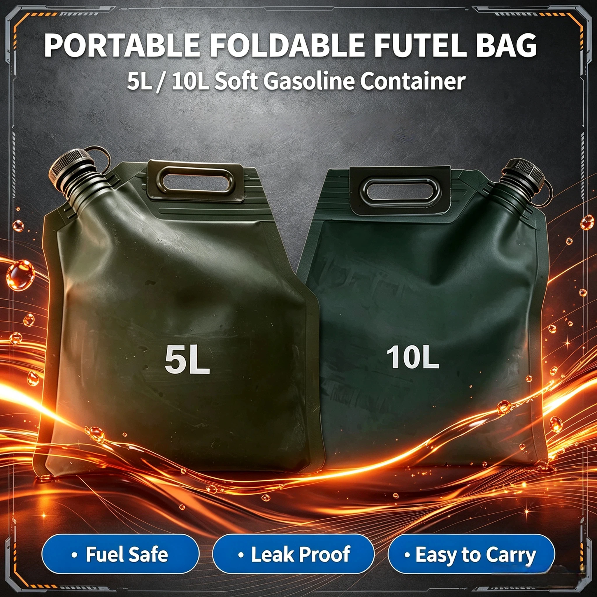 5L/30L Portable Foldable Fuel Bag TPU Soft Container Leakproof Petrol Storage Can for Motorcycle Camping Generator Boat