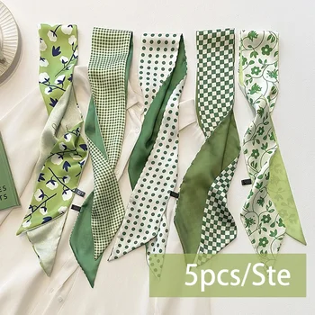 5pcs/set Series Silk Satin Scarf Women Cloth Hair Bands Headdress Accessories Lady…