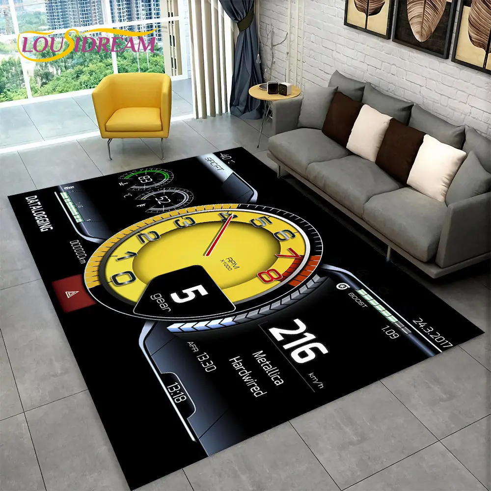 3D Car Racing Dashboard Area Rug Large,Carpet Rug for Living Room Bedroom Sofa Kitchen Doormat Decor,Kid Play Non-slip Floor Mat