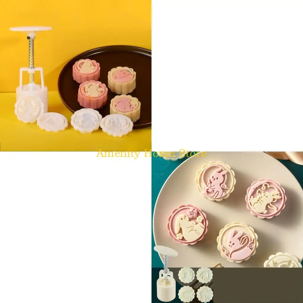 F26C Hand Pressure Mooncake Decor Mooncake Moulds for Kitchen Baking Mooncake Gadgets