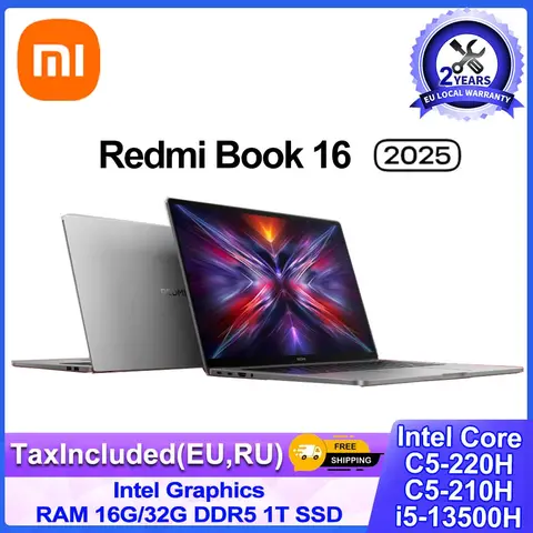 Xiaomi REDMI Book 16 Laptop 2025 Core I5-13500H/Core 5 210H/220H Intel Graphics 16G/32G RAM 1T SSD 16-inch Screen Notebook PC