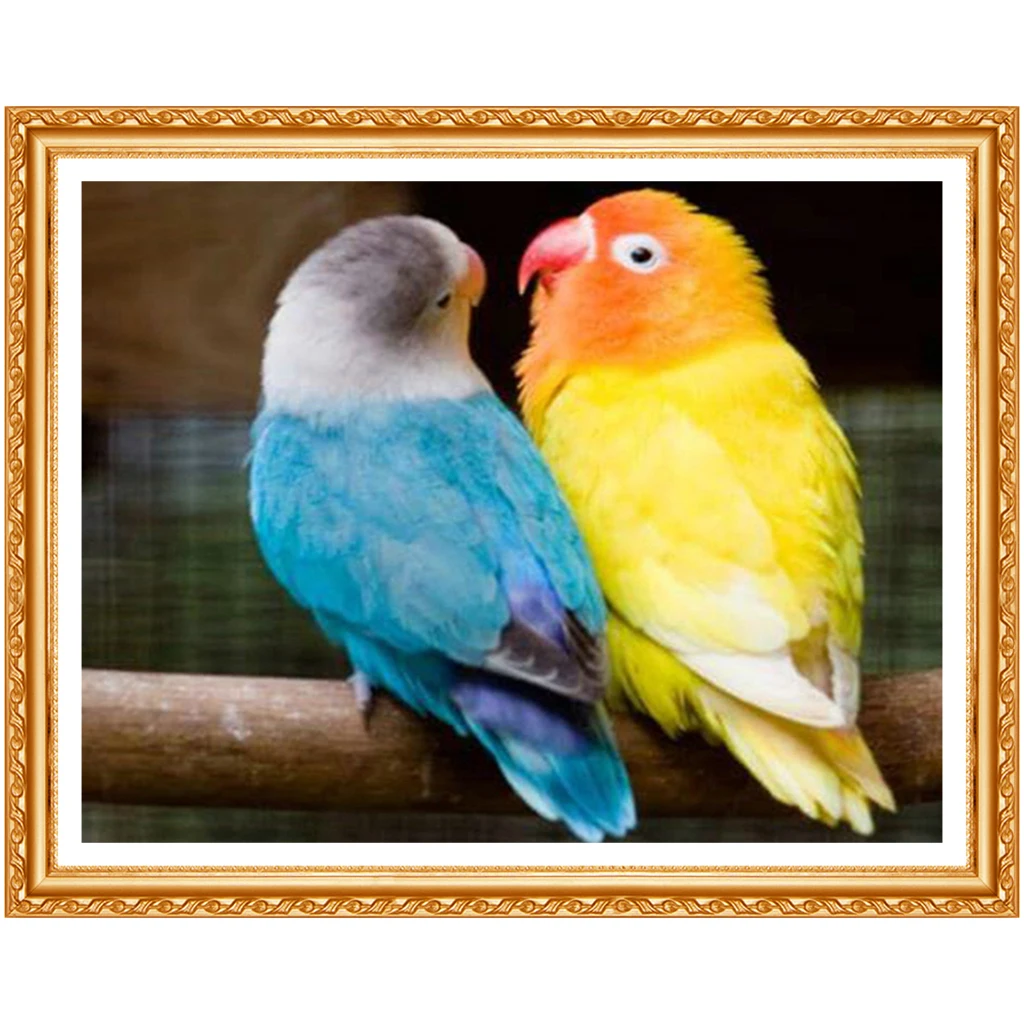 DIY Diamond Painting Cross Stitch  Yellow parrot and blue parrot  Home Decor Full Rhinestone  5D Diamond Embroidery