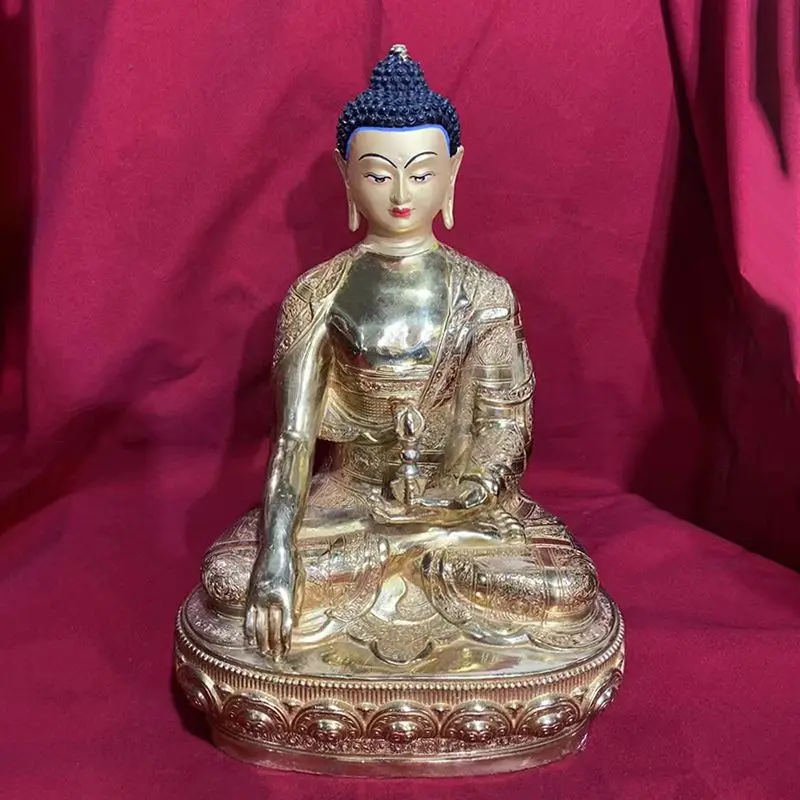 Motionless Buddha Buddha statue, pure copper 7-inch 10-inch 15-inch gilt, dedicated to Tibet Tibetan Buddhist Hall desktop coppe