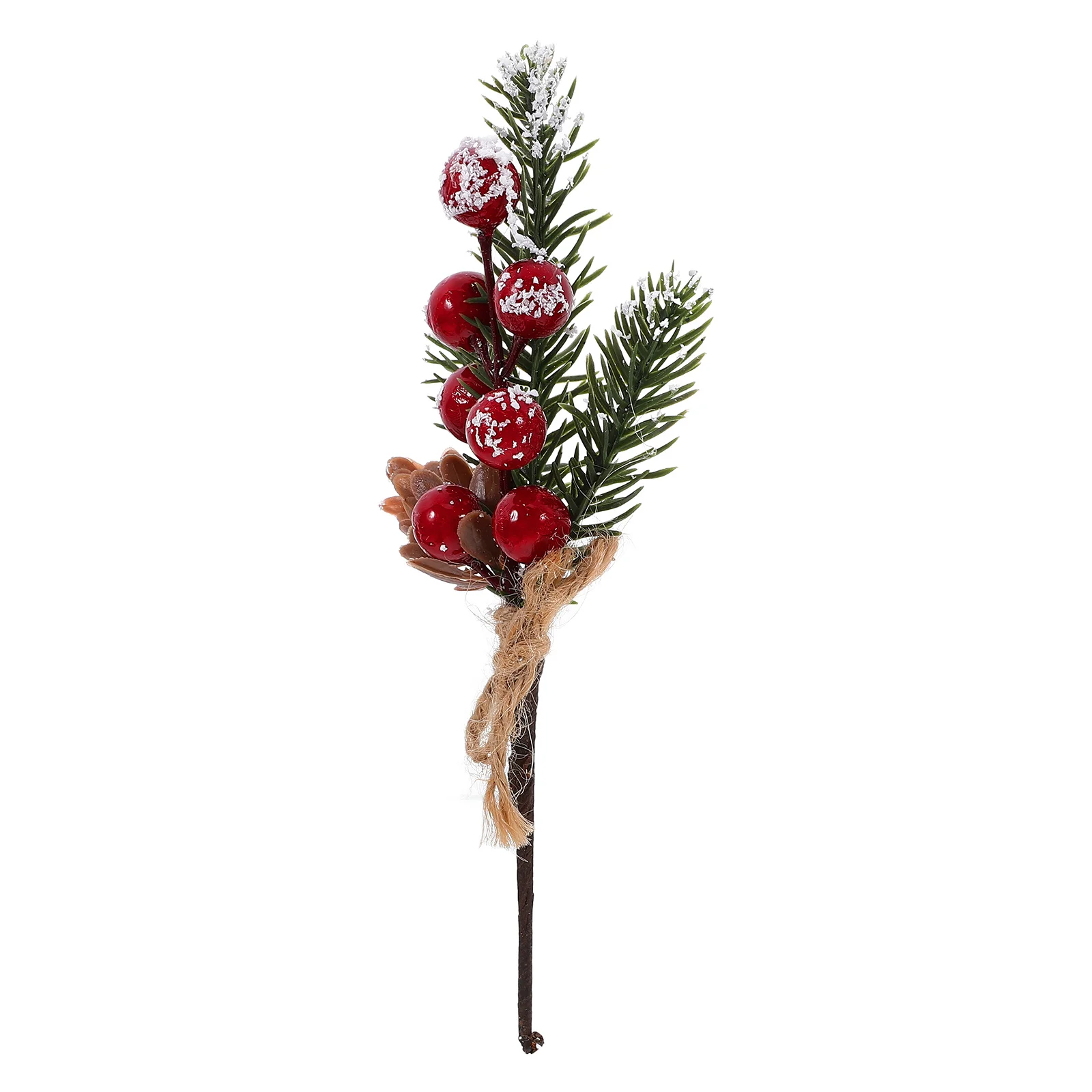 

High Realism Christmas Pine Branches with Red Berry Pine Cones Artificial Stems for Holiday Crafts Floral Arrangements Winter