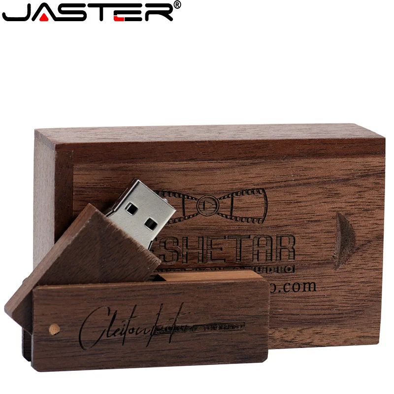 JASTER Free Customized logo Wooden USB + box USB Flash Drive 4GB 8GB 16GB Pen Drive Memory Card 32GB 64GB Wedding gift USB drive
