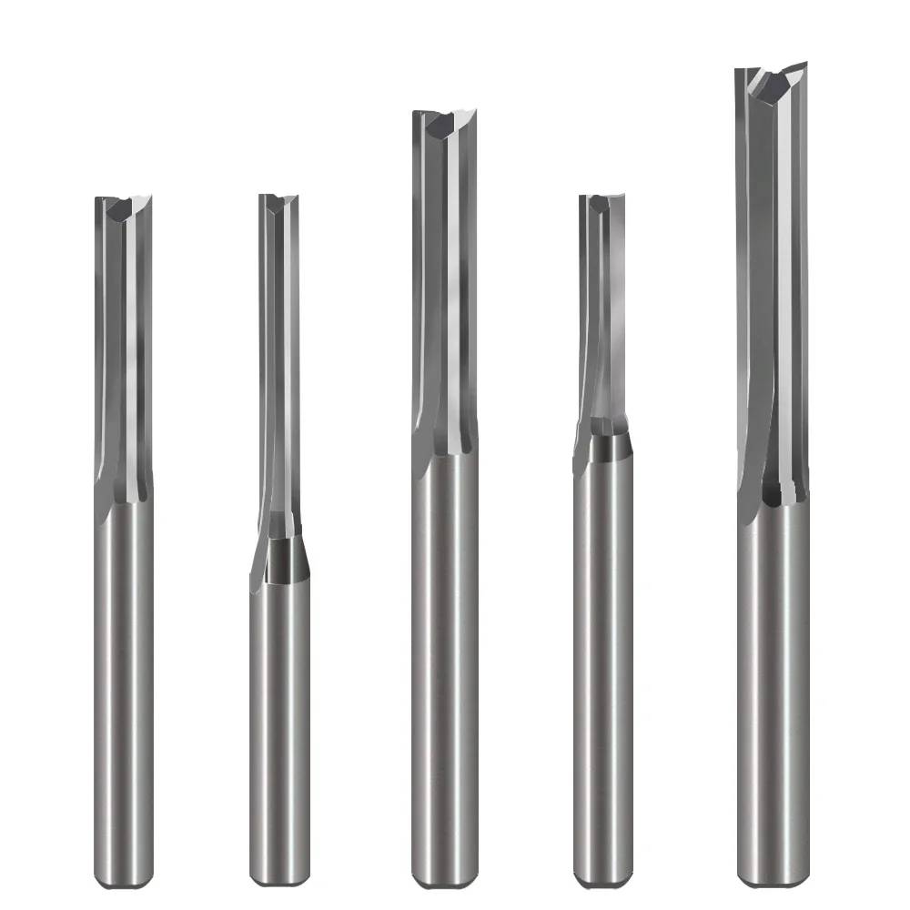 Straight Bit 2 Flutes CNC Carbide End Mill Milling Cutter for Wood 3.175mm 4mm 5mm 6mm 8mm Shank Engraving Trimming Tool