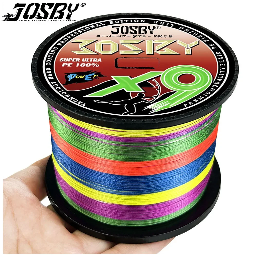 

JOSBY X9 500M 300M 1000M Braided Fishing Line 9 Strands Japanese Multicolor Multifilament PE For Carp Saltwater Wire 22-88LB