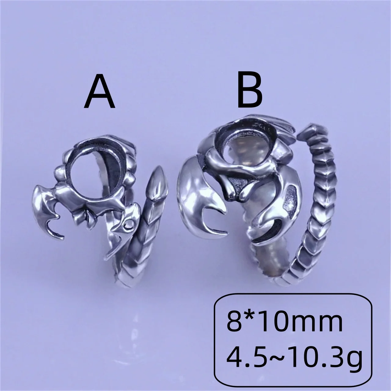 

S925 Pure Silver Oval 8*10mm Retro Open Couple Rings Settings With Turquoise Sapphire Support Gifts Engagement Jewelry Wholesale