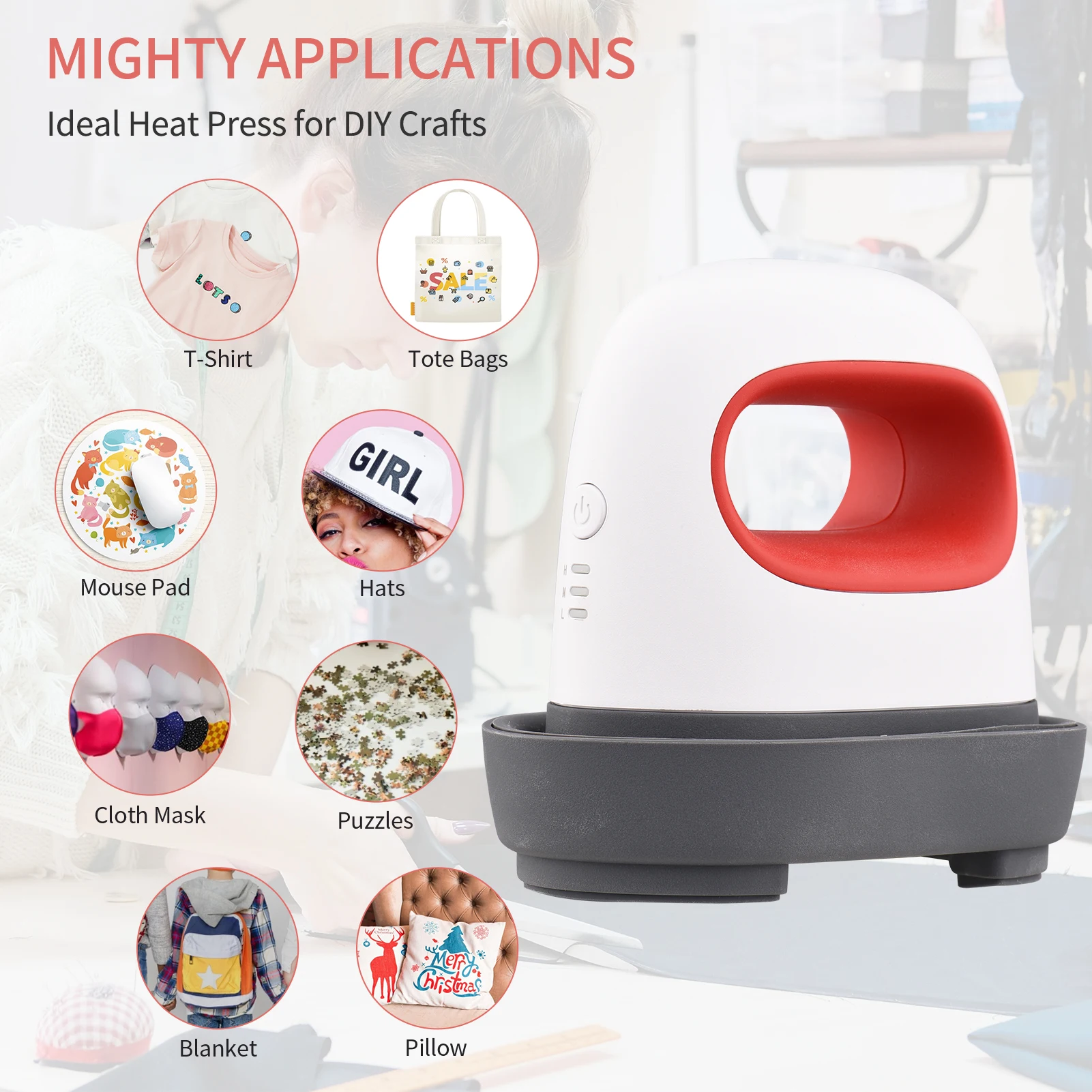 

UK Mini Heat Press Machine Small Portable 3 Gear Temperature Heat Transfer Machine for Clothing Hats Handbags Heat Press Machine