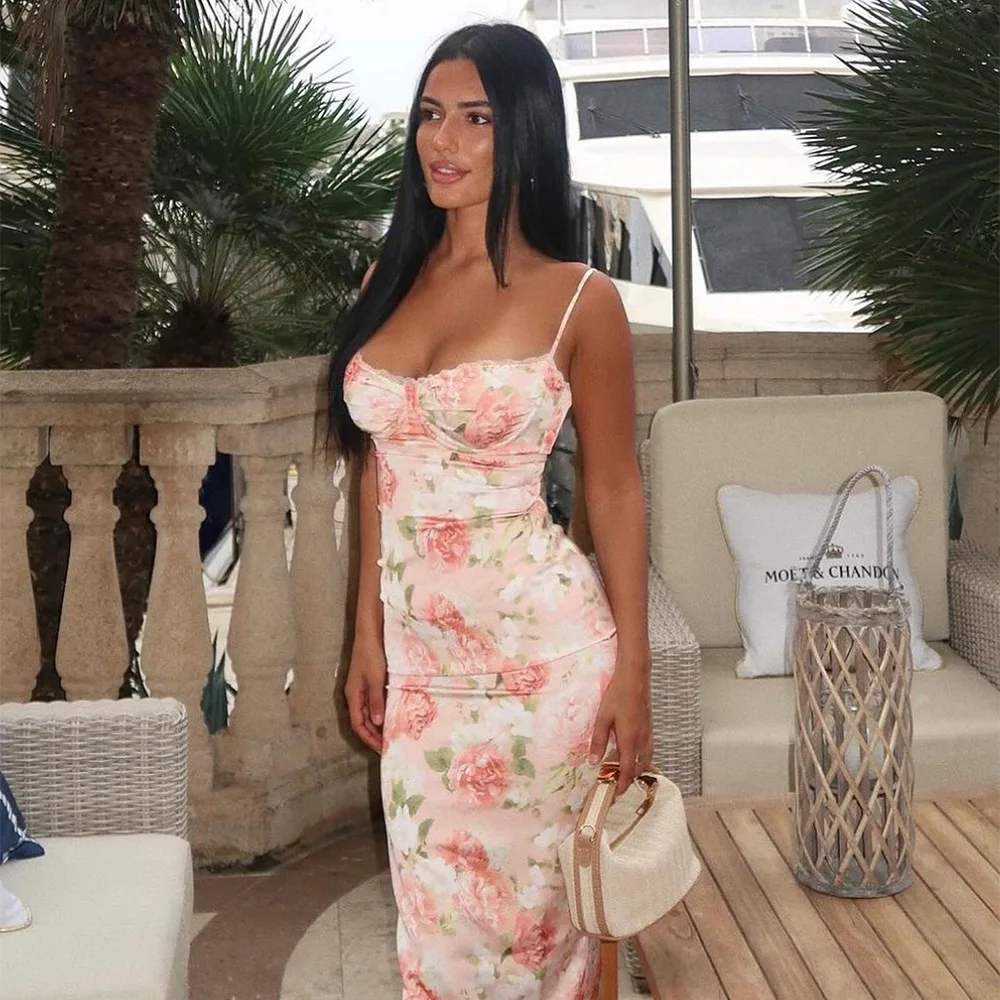 Fashion Women Dresses Exquisite Square Collar Chic Prom Gowns Elegant Sleeveless Ankle Length Slim Fit Evening Party Dresses