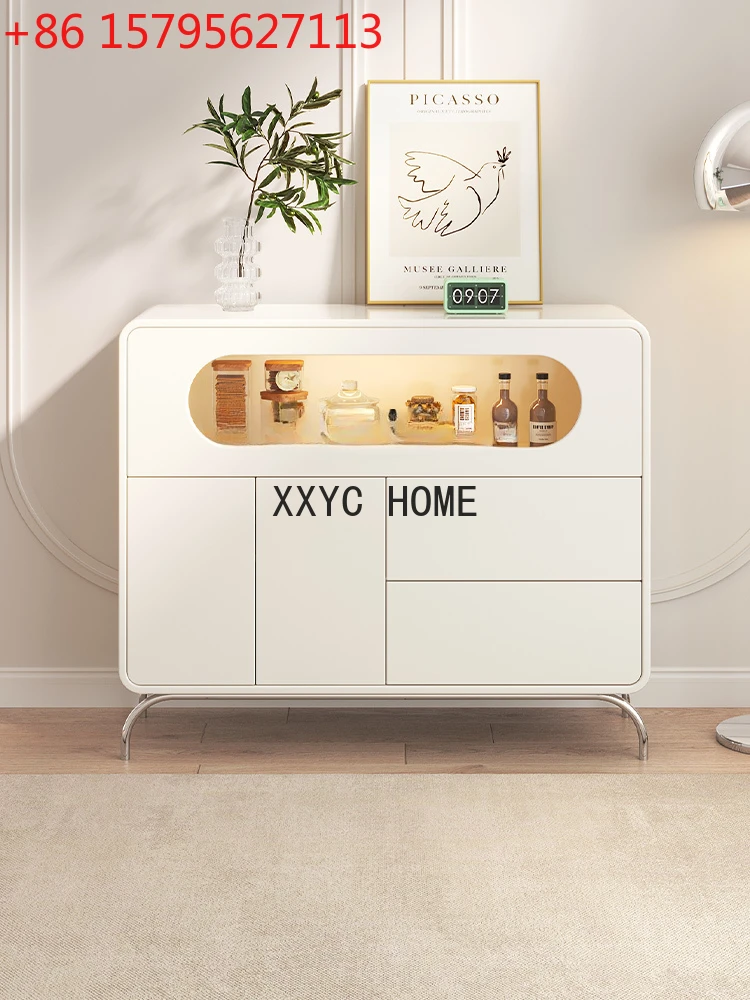 Sideboard Cabinet Household Cabinet Cream Style White Locker Living Room Side Cabinet Organize and Storage Storage