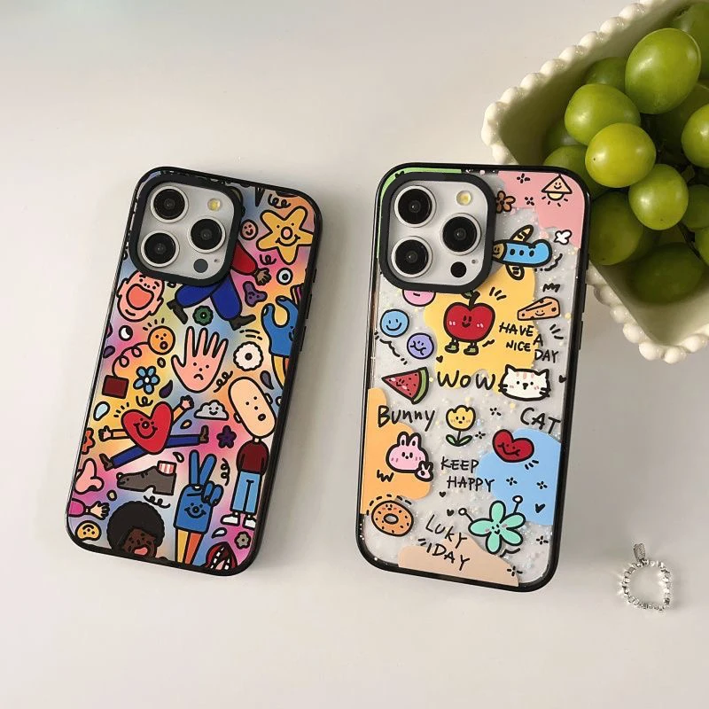 

Cartoon Graffiti 2.0 Acrylic Black Border Phone Case Cover for IPhone 11 12 13 14 15 Pro Max Case