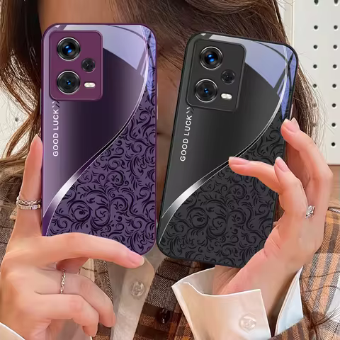 Pattern Gradient Black For Xiaomi 14 Ultra 13 Lite Redmi Note 13 11 Pro 12 Plus Poco X6 3 Pro F4 6 GT Tempered Glass Phone Case