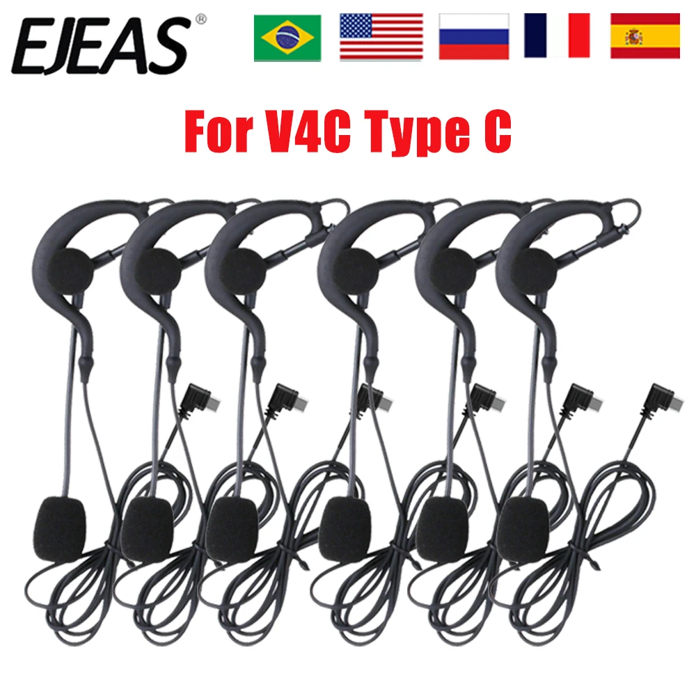 Type-C Jack Ear Hanging Type Referee earphone Suitable For EJEAS V6C V4C Full Duplex Bluetooth Conference Interphone Earphones