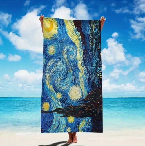 Van Gogh Beach Towels Quick Drying Anti Sand Lightweight Ultra-fine Fiber Swimming Yoga Travel Gym Towels