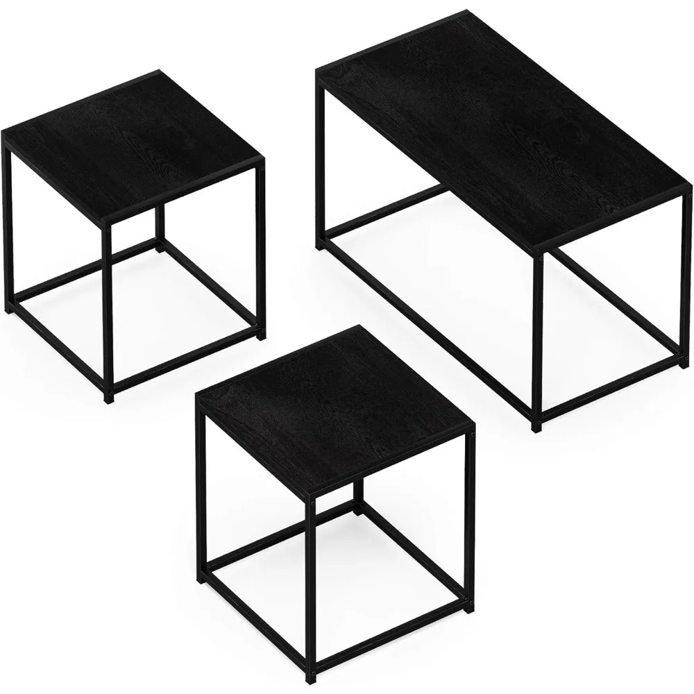 

Camus Modern Living Room Coffee Table with 2 End Tables Set, Americano