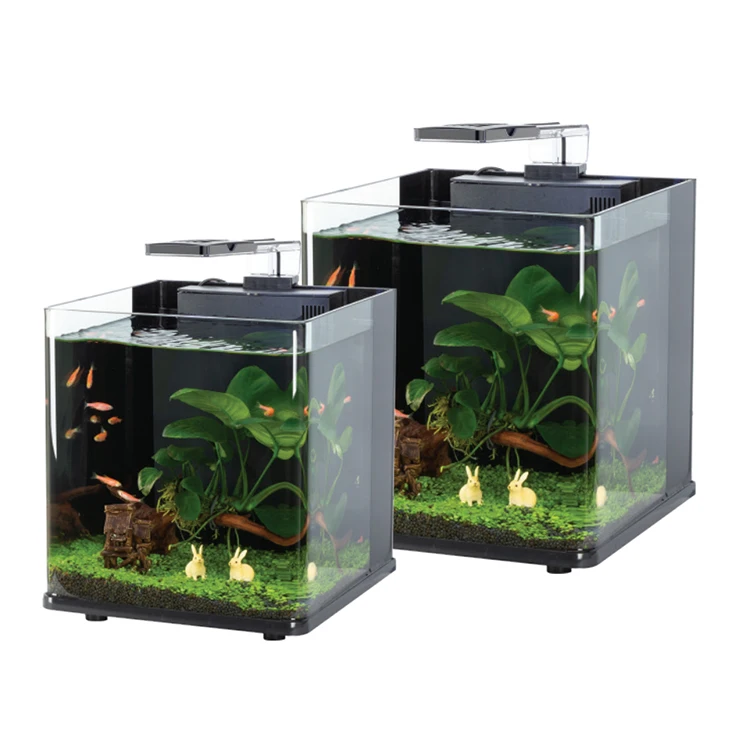 20 gallon eco-friendly glass garden fountain fish tank for Aquaponic Aquarium 5w power box packaging filter accessories