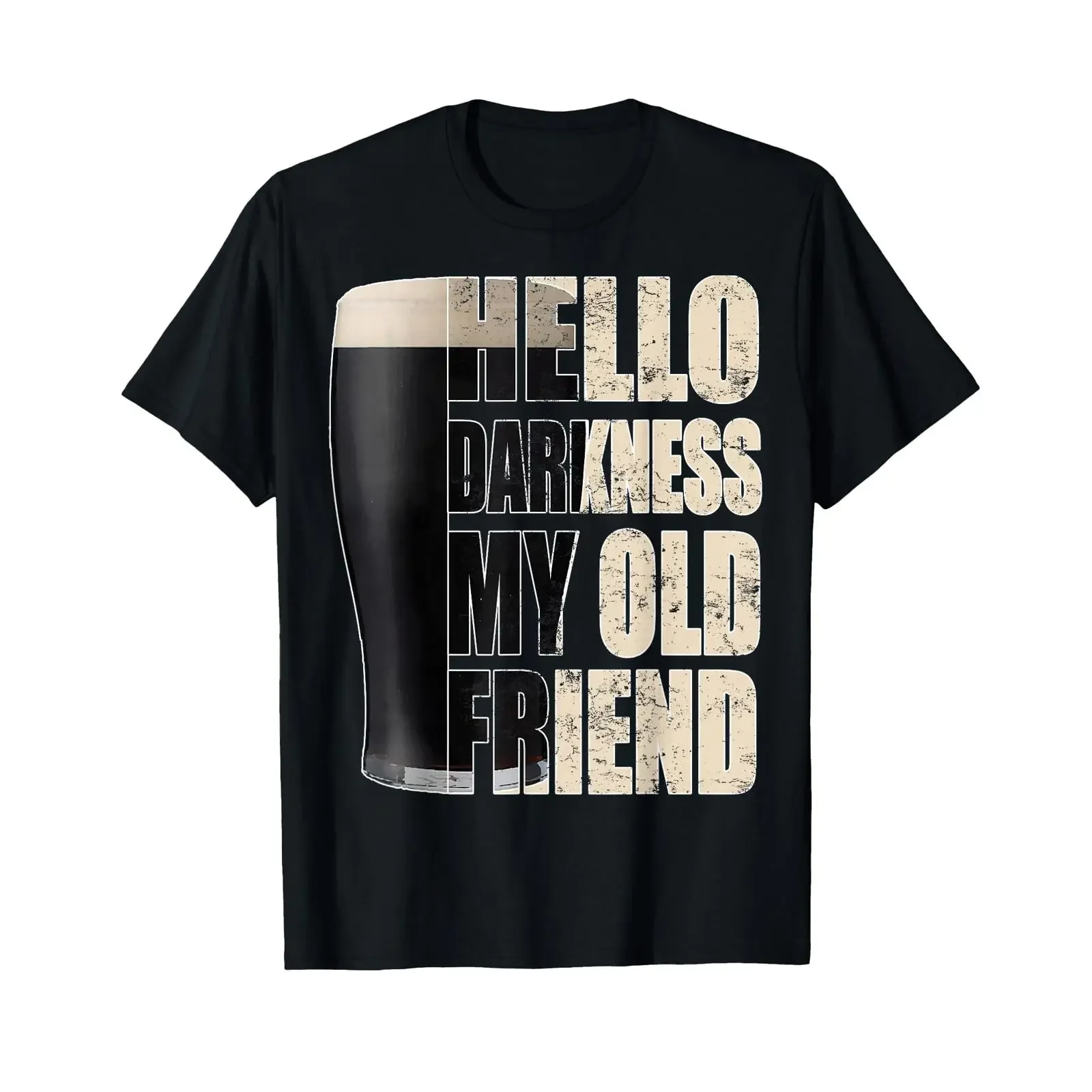 Hello Darkness My Old Friend Stout Beer T Shirt vintage Washed Casual Top For Everyday Wear Stylish designer clothes fashion