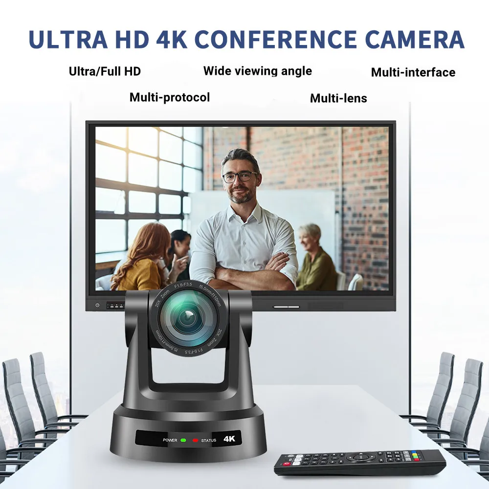 4K/1080P Video Conference Camera HDMI SDI LAN USB 12/20X NDI 60/30FPS AI Tracking for Church Meet Zoom Youtube Skype Live Stream