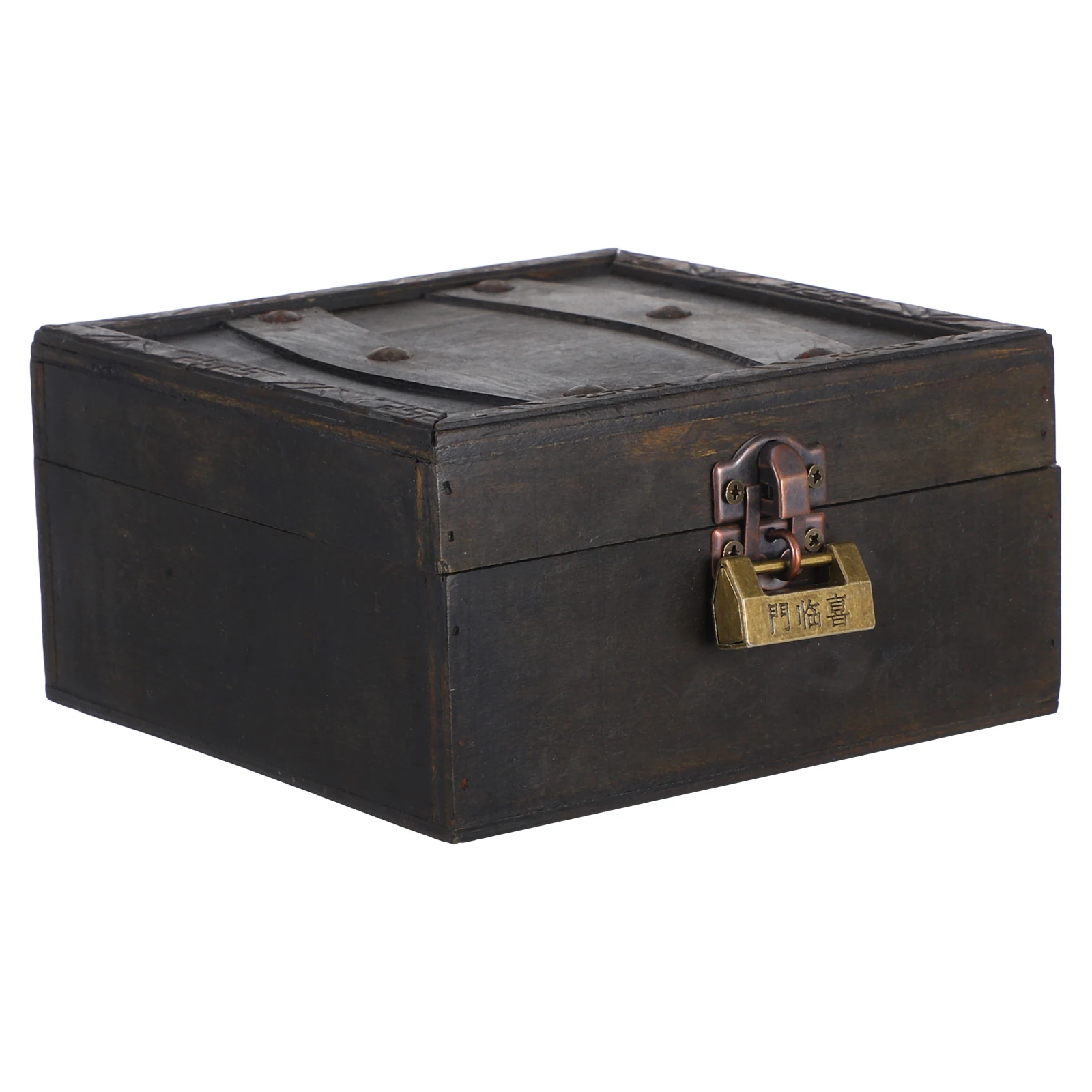 

Retro Wooden Storage Box Vintage Small Pirate Treasure Chest Decorative Boxes Jewelry ganizer Large Keepsake Box Wooden Hinged
