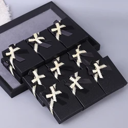 Wholesale 12pcs/lot Box 2024 new Custom Jewelry Packaging Box polychrome bow Cardboard Jewellery Box Earrings Ring Necklace Gift