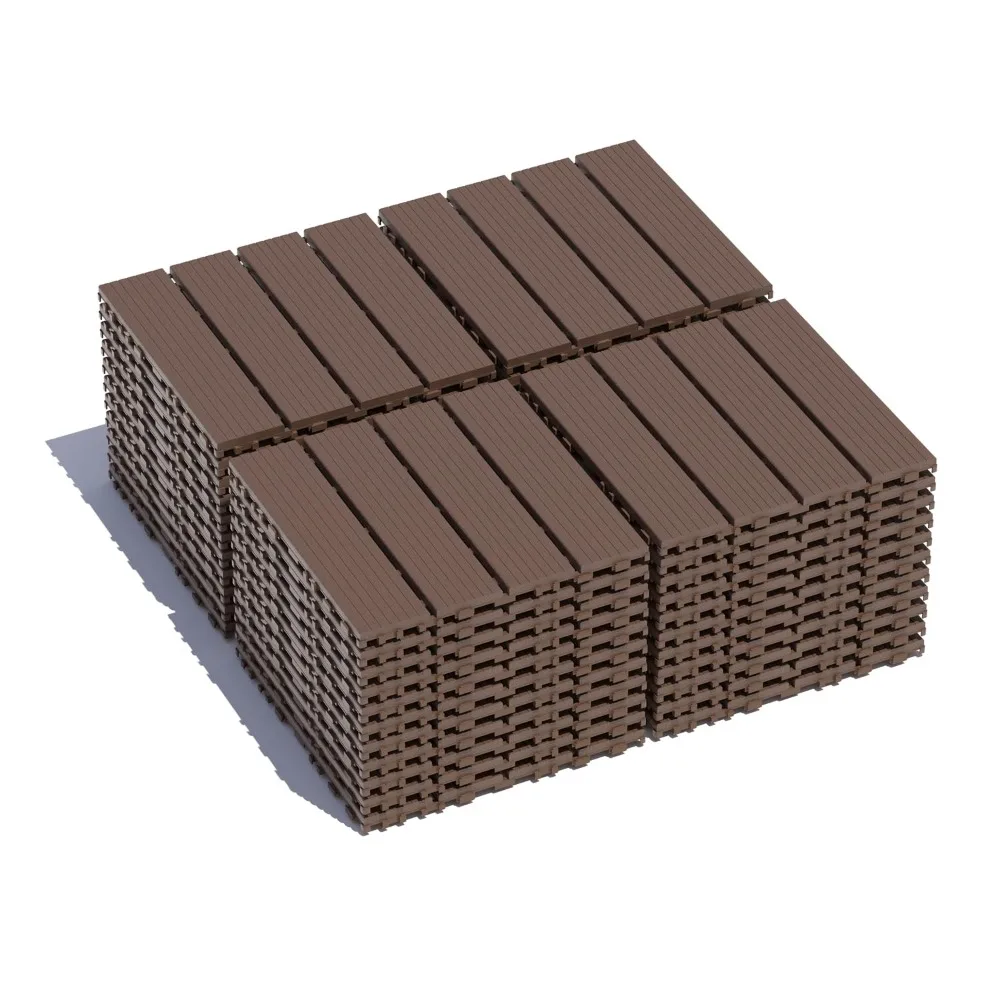 Plastic Interlocking Patio Deck Tiles, 44 Pack 12