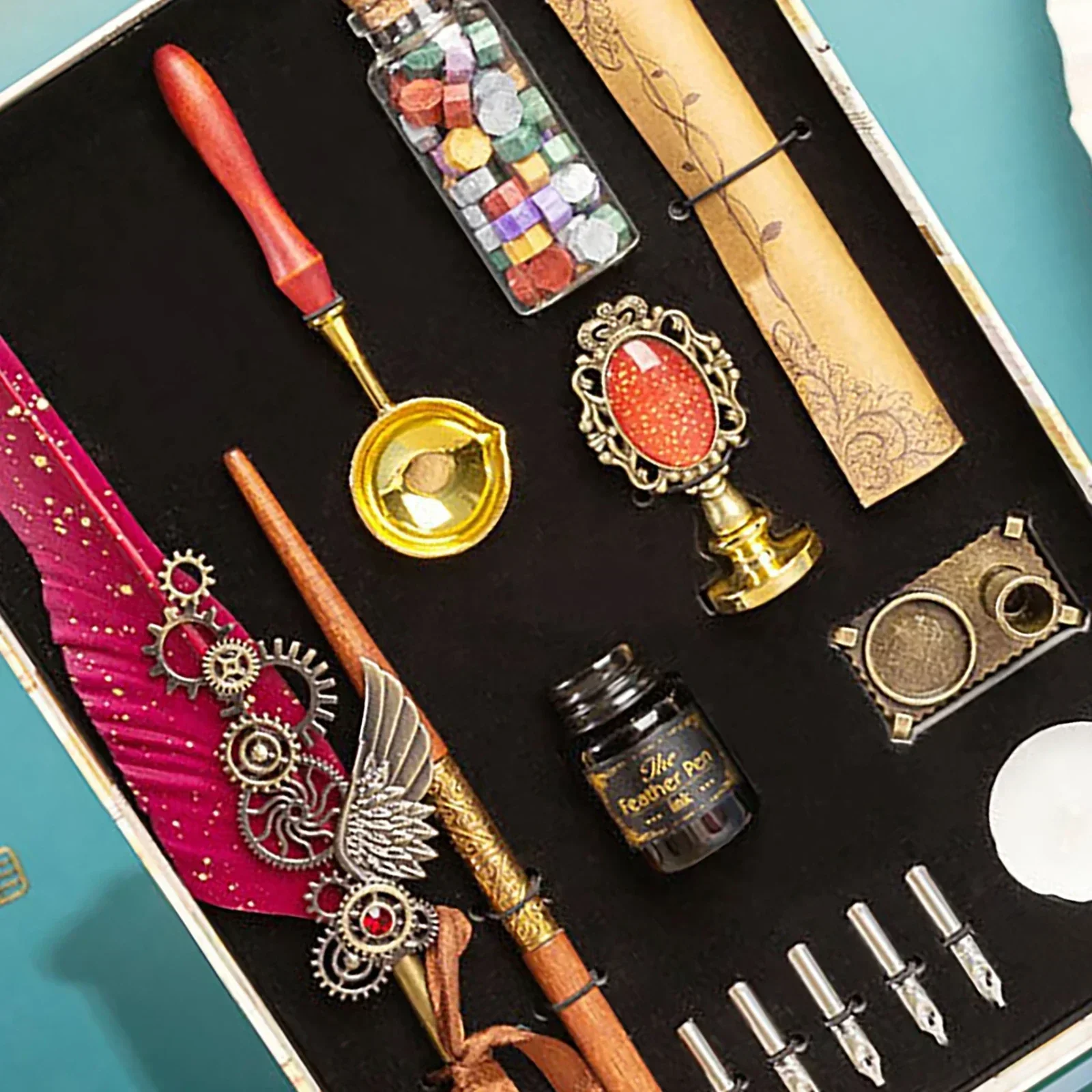 

Винтажная ретро-каллиграфическая ручка с перьями, набор чернил для письма, канцелярские принадлежности, перо, печать, подарок учителю на день рождения, инструменты для письма