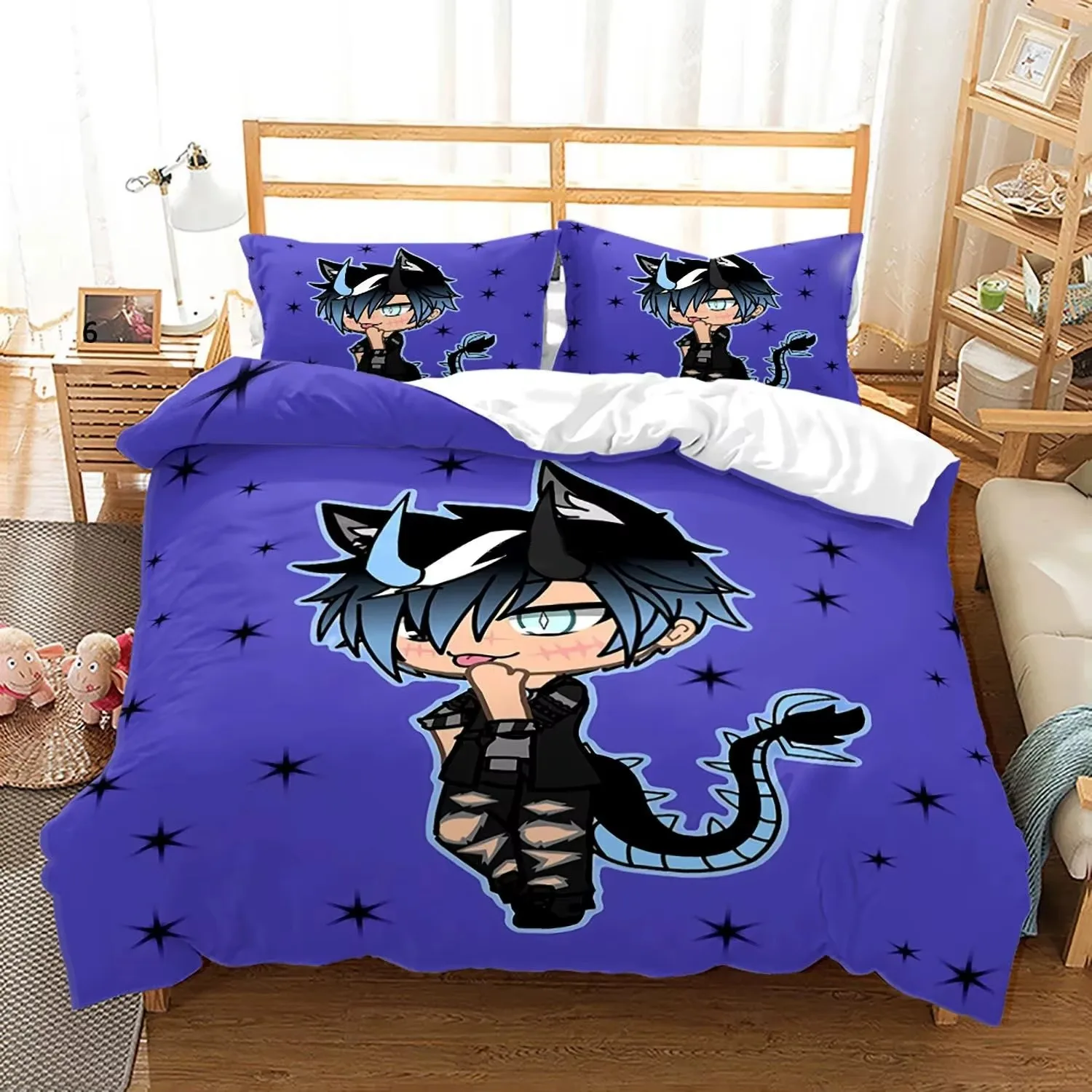 3D Printed New Gacha Life Bedding Set Pillowcase Duvet Cover 3Pcs Double Twin Full Queen King Adult Boys Bedclothes Quilt Cover