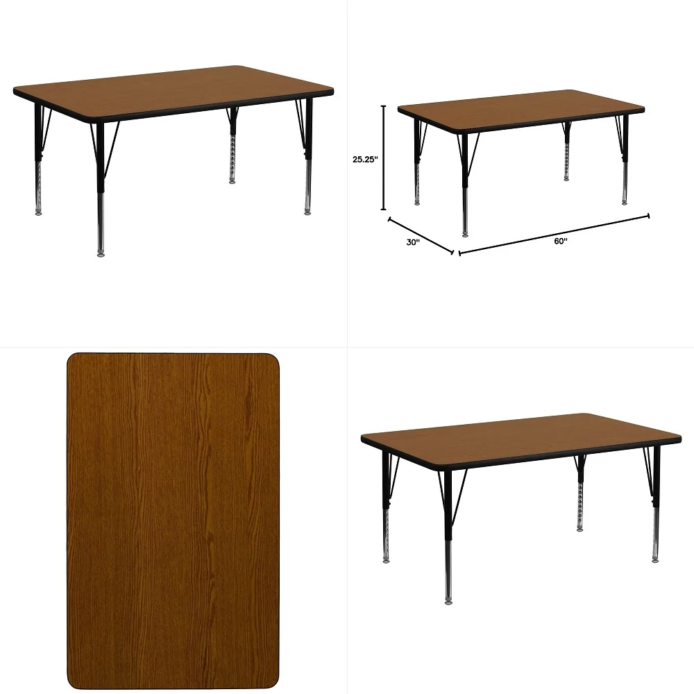 

30W x 60L Rectangular Oak HP Laminate Activity Table Height Adjustable Short Legs