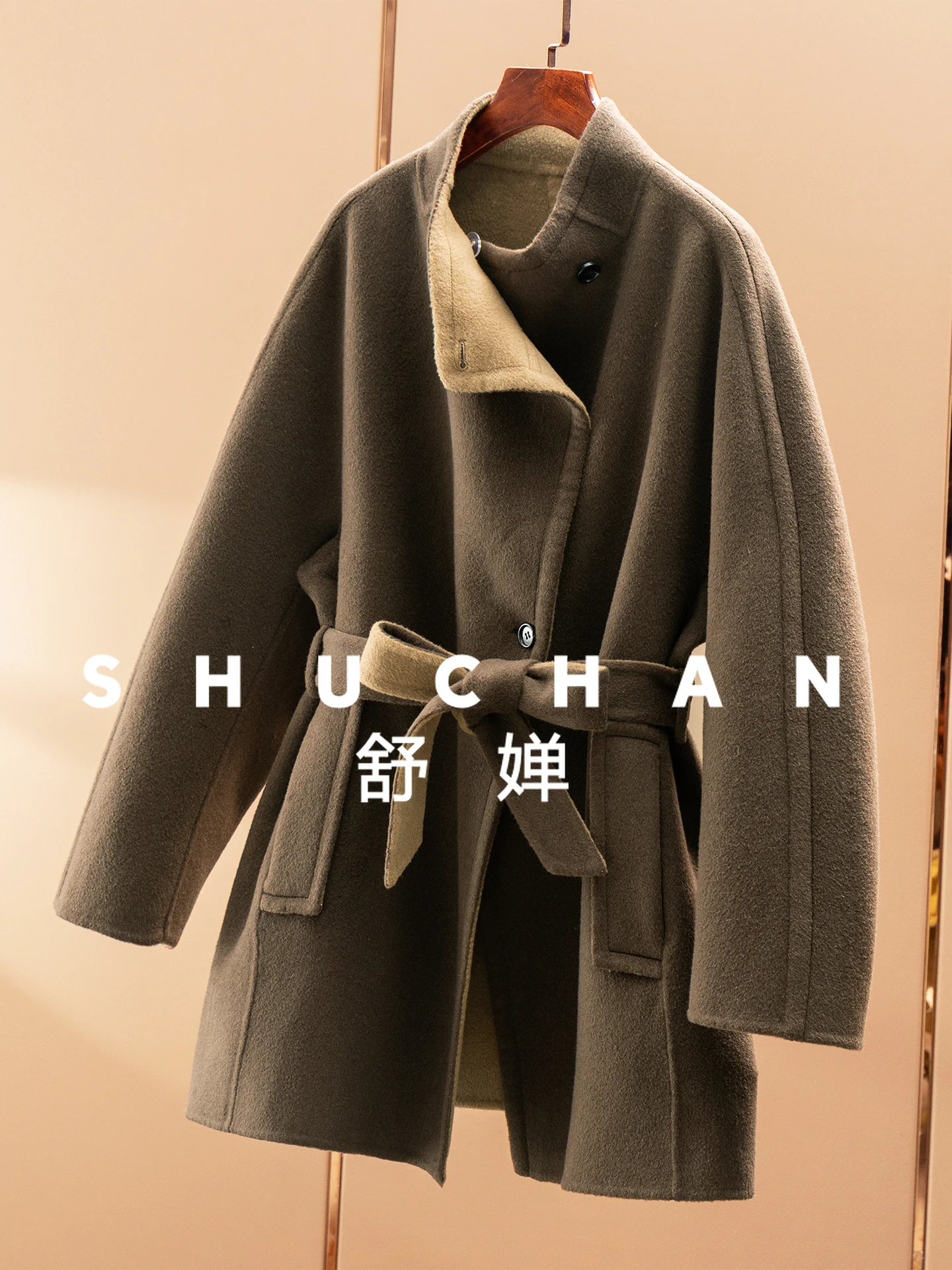 Elegant Cashmere Wool Handmade Double-sided Woolen Waist Coat  Women 72E5 Women Jacket