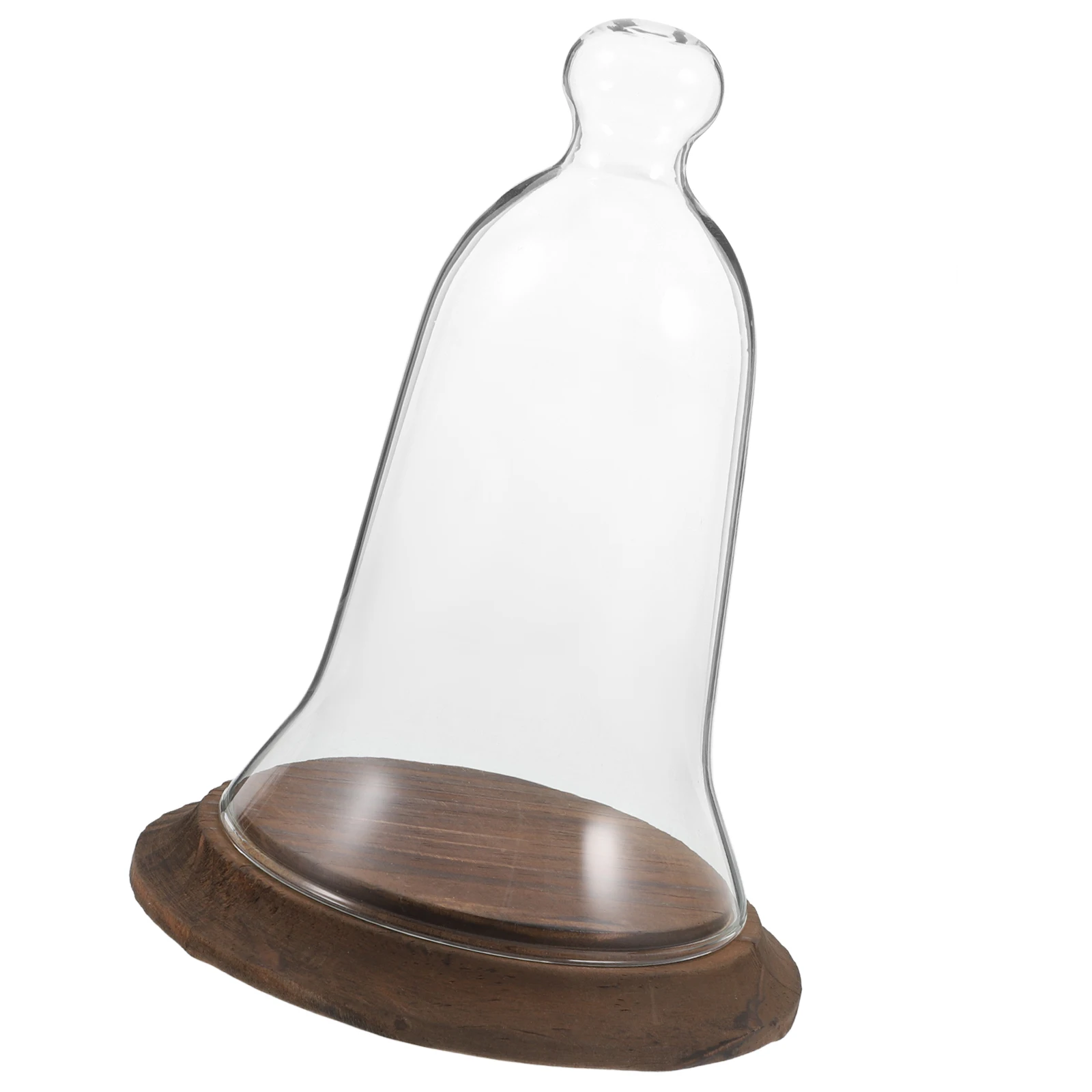 

Glass Display Cloche Dome Case Clear Wooden Base Dustproof For Preserved Flowers Terrarium Jar Succulents Figures